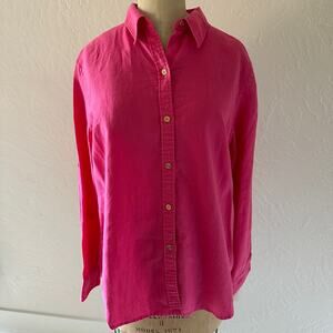 Ralph Lauren CHAPS | Women's Barbie Pink 100% Linen Classic Shirt Size Large